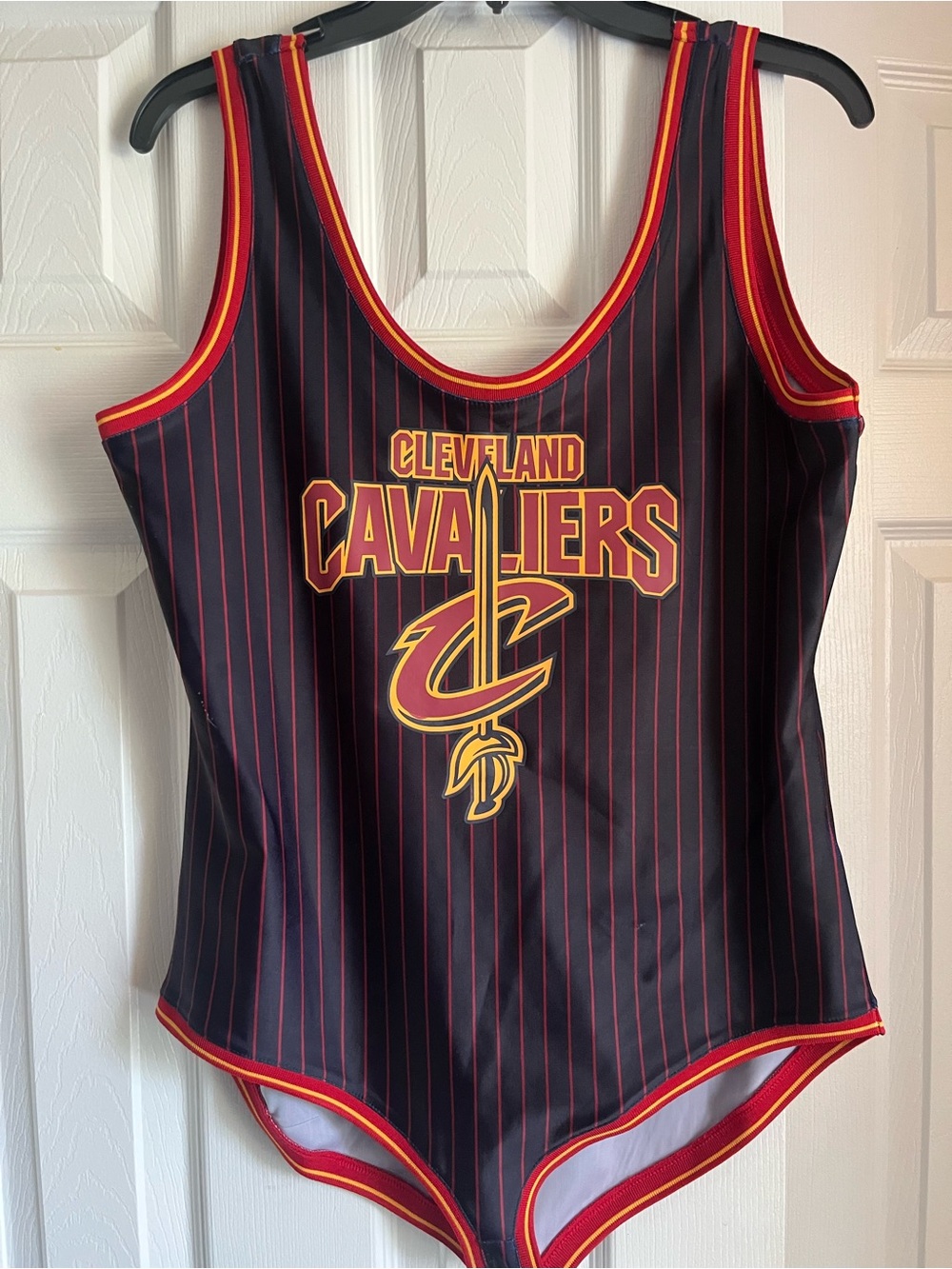 Cleveland Cavaliers Women One-Piece Bodysuit - Black with Maroon and Gold Trim